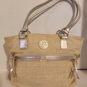 Giani Bernini Straw Tote Bag with Silver Hardware